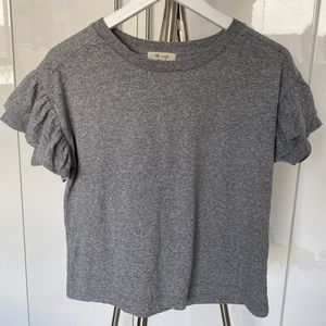 Madewell Gray Shirt with Ruffled Sleeves